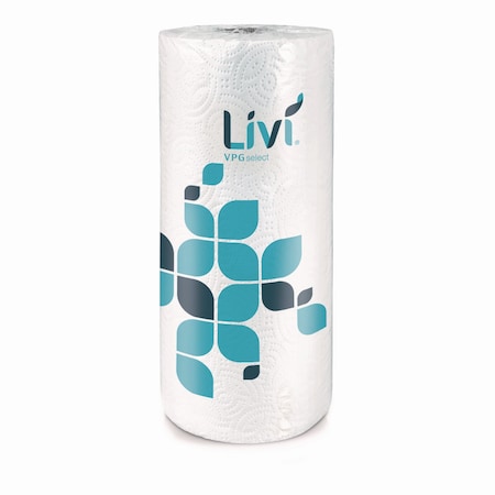 Livi Perforated Roll Paper Towels, 2 Ply, 85 Sheets, 848.3", White 41504